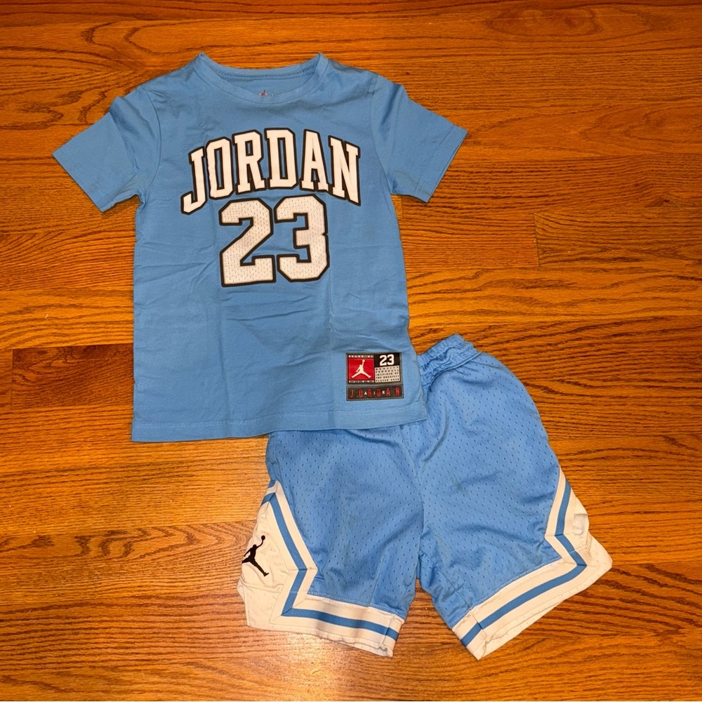 Nike Jordan 23 Carolina Blue tshirt and shorts YM